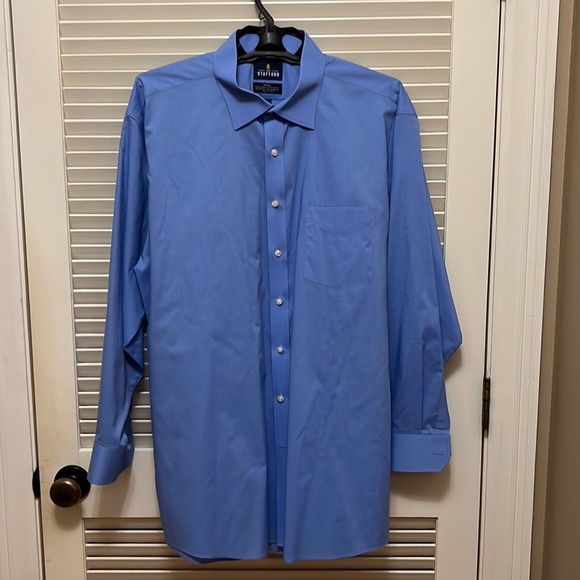 4. Stafford Men’s Long Sleeve Dress Shirt in Blue - Picture 2 of 11